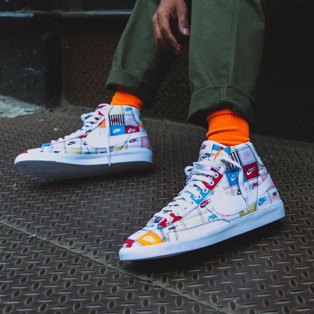 Nike Blazer Mid Patchwork MultiColor Off White Black CI9887-100 Men's  Size 9